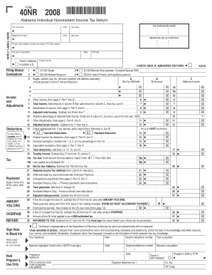 Alabama Individual Nonresident Income Tax Return