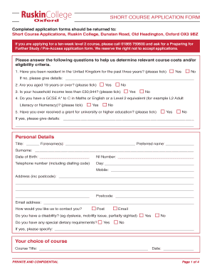Short Course Application Form