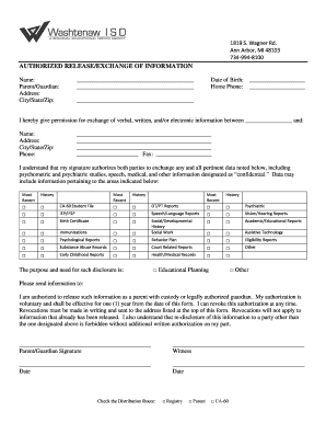 Authorized Release/Exchange of Information Form