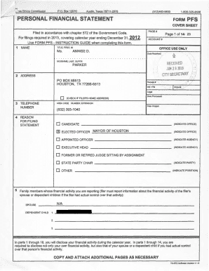 Texas Personal Financial Statement Form