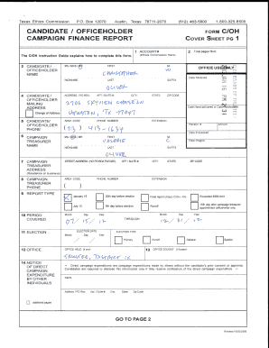 Texas Ethics Commission Campaign Finance Report