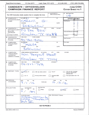 Texas Ethics Commission Campaign Finance Report