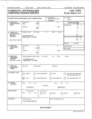 Texas Ethics Commission Campaign Finance Report