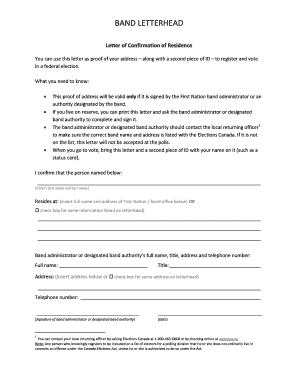 Letter of Confirmation of Residence