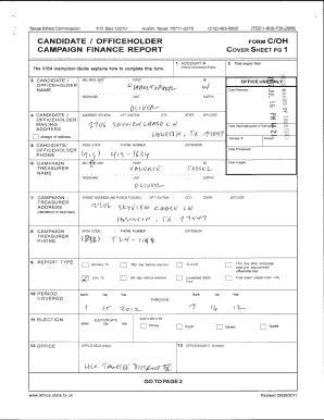 Texas Ethics Commission Campaign Finance Report