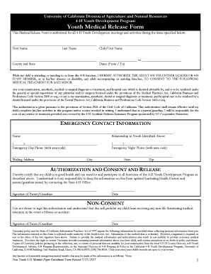 4-H Youth Medical Release Form