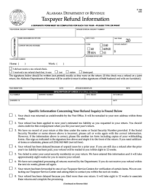 Alabama Taxpayer Refund Information Form