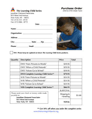 The Learning Child Series DVD & VHS Order Form