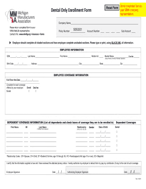 MetLife Dental Insurance Enrollment Form
