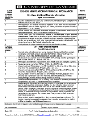 2015-2016 Verification of Financial Information Form