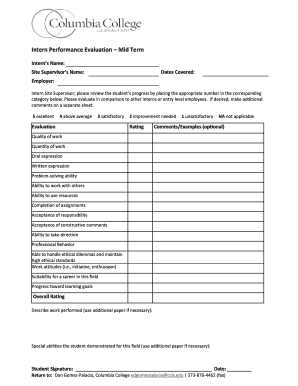 Intern Performance Evaluation – Mid Term