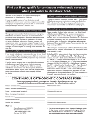 Continuous Orthodontic Coverage Form