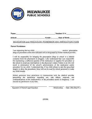 Medication and Procedure Permission Form