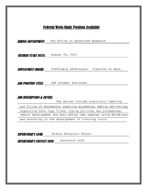 Federal Work-Study Position Application