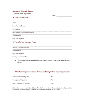 Account Switch Authorization Agreement