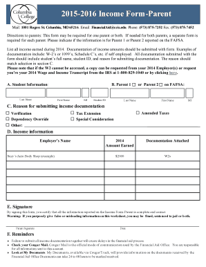 2015-2016 Income Form-Parent