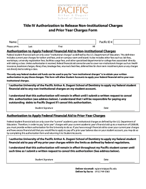 Authorization to Release Non-Institutional and Prior Year Charges