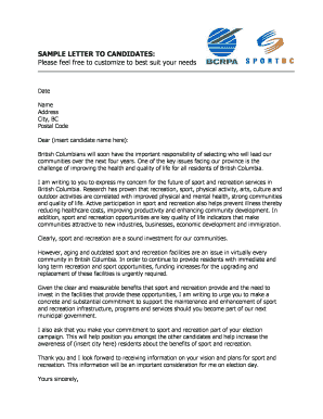 Sample Letter to Candidates