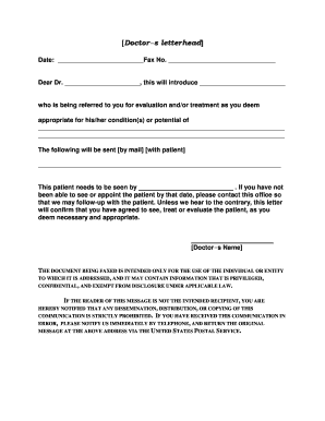 Doctor's Patient Referral Letter