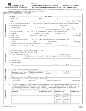 AXA Equitable Life Insurance Application