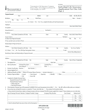 Transamerica Life Insurance Application