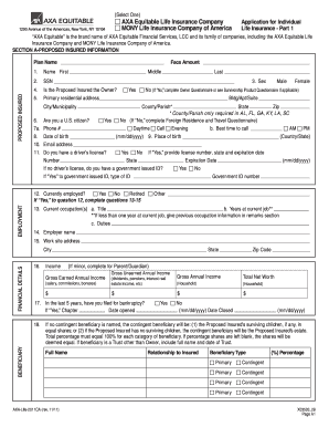 AXA Equitable Life Insurance Application