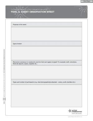Event Observation Sheet