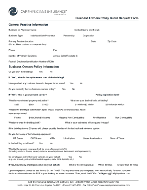 Business Owners Policy Quote Request Form