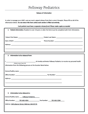 Fellsway Pediatrics Release of Information