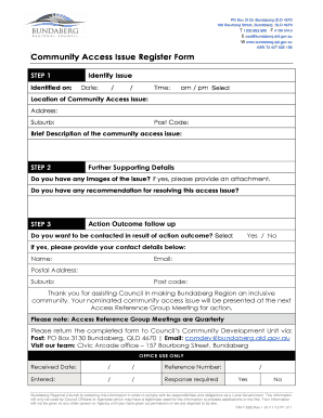 Community Access Issue Register Form