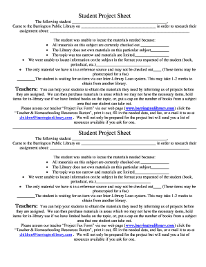 Student Project Sheet