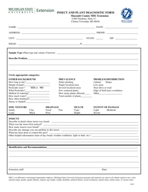 Insect and Plant Diagnostic Form