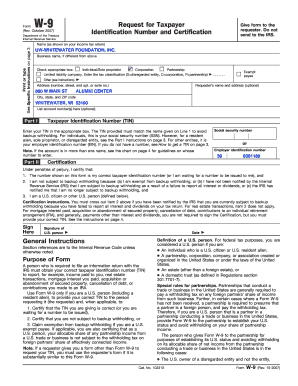 Form W-9 Request for Taxpayer Identification Number and Certification