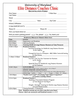 University of Maryland Registration Form