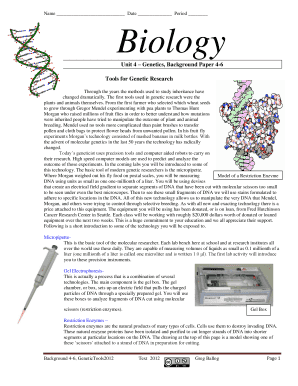 Biology Unit 4 Genetics Background Paper