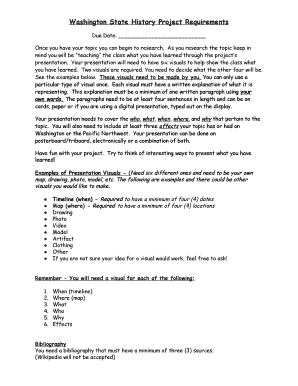 Washington State History Project Requirements