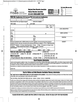 Maryland State Education Association Enrollment Form
