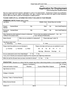 Application for Employment
