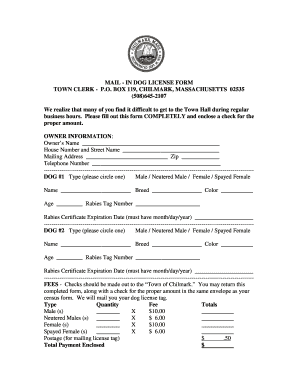 Massachusetts Dog License Application