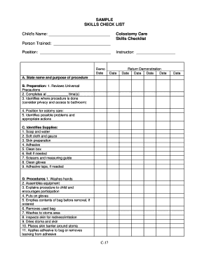Colostomy Care Skills Checklist