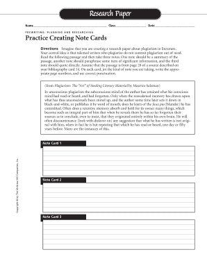 Research Paper Note Card Template