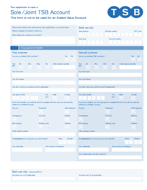 TSB Sole/Joint Account Application Form