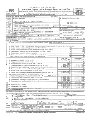 Form 990 2014 Alliance to Save Energy
