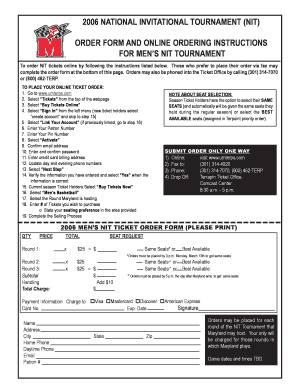 2006 Men's NIT Tournament Ticket Order Form