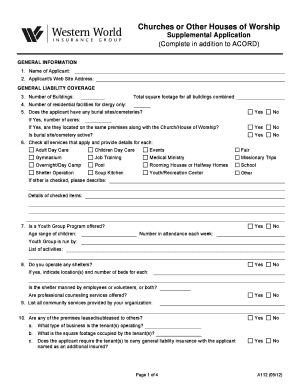 Church Insurance Application