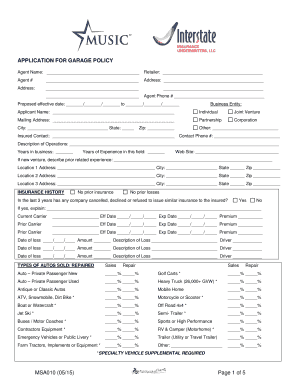 Garage Policy Application Form