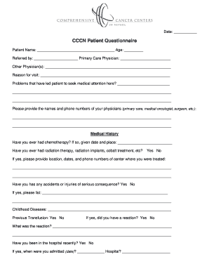 CCCN Patient Questionnaire