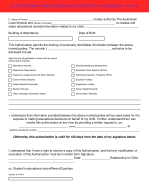 Authorization to Release Confidential Information