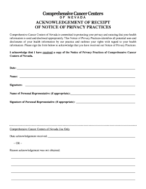 Acknowledgement of Receipt of Notice of Privacy Practices