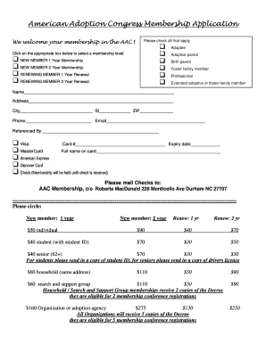 American Adoption Congress Membership Application